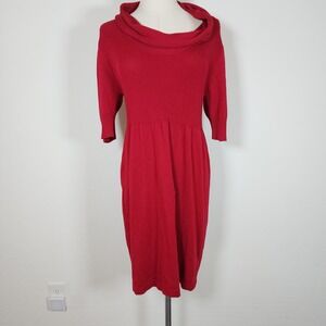 Allison Brittney Womens XL Red Cowl‎ Neck Ribbed Knit Sweater Dress
